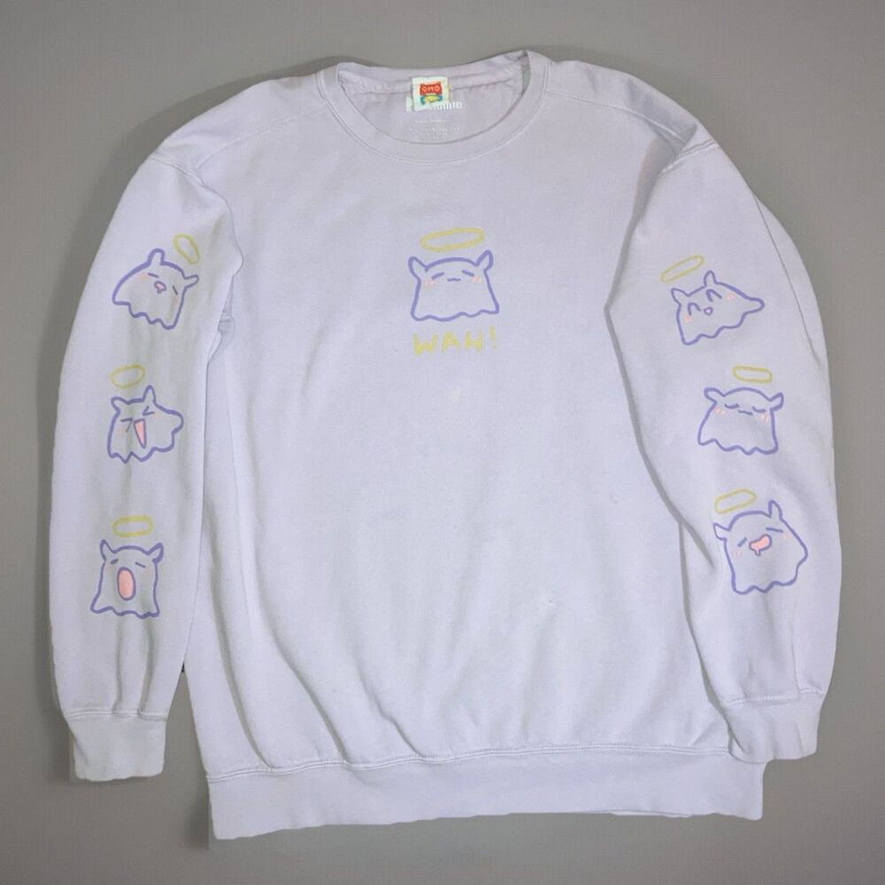 Hololive x OMOCAT Ina'nis Takodachi Wah! Sweater Crewneck Sweatshirt Size L
